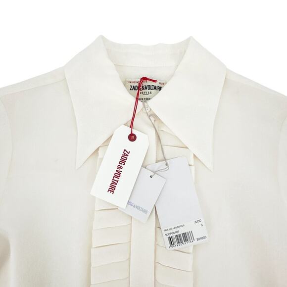 ZADIG & VOLTAIRE Tris Jac Leo Bisous Ruffle Front Blouse S - Picture 8 of 14